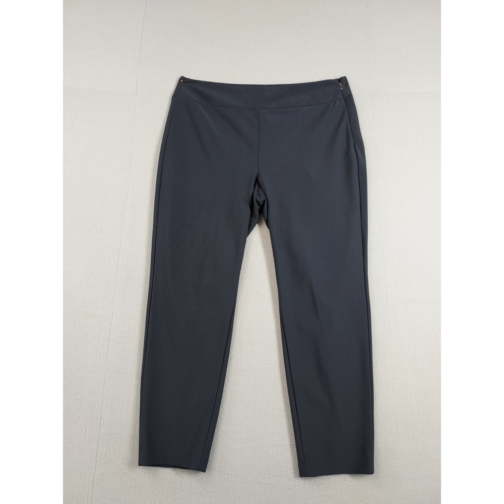 Banana Republic Women Pant 18 Navy Blue Side Zips Ankle High Rise Stretch Casual